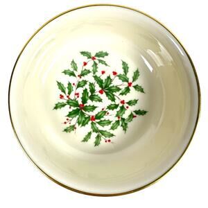 Lenox Holiday Dimension Holly Berries Gold Rim 5.25" Dessert Bowl